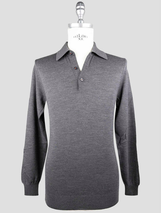 Kiton Gray Wool Sweater Polo