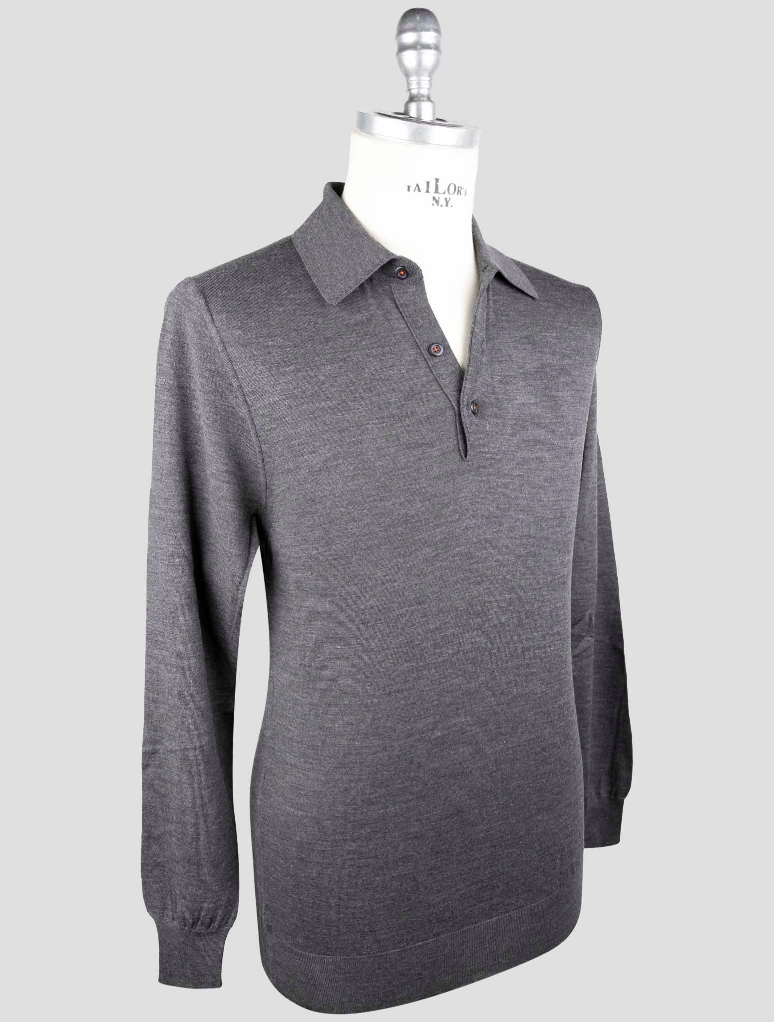 Kiton Gray Wool Sweater Polo