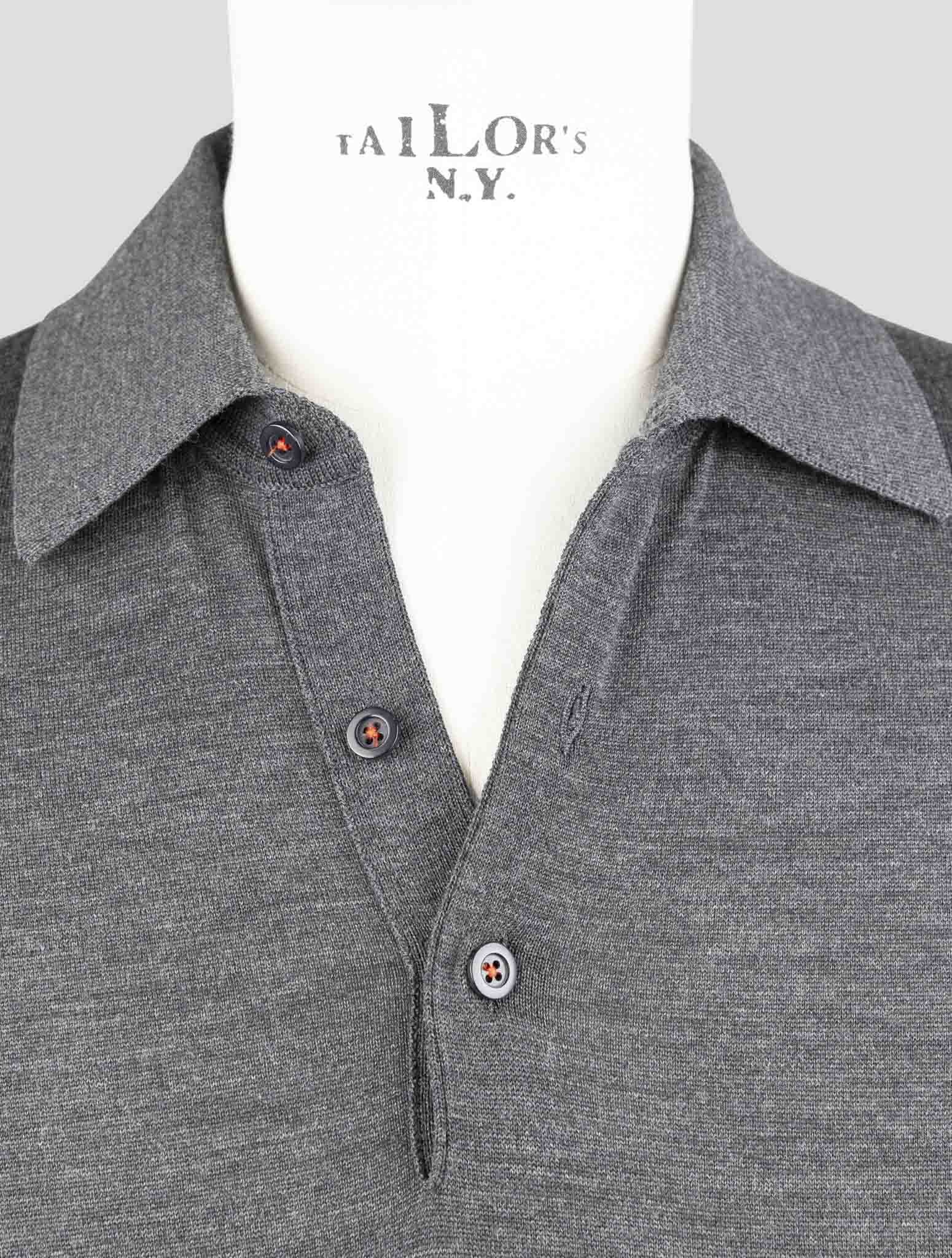 Kiton Gray Wool Sweater Polo