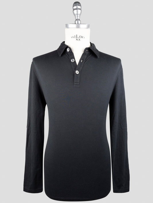 Kiton Black Cotton Cashmere Sweater Polo