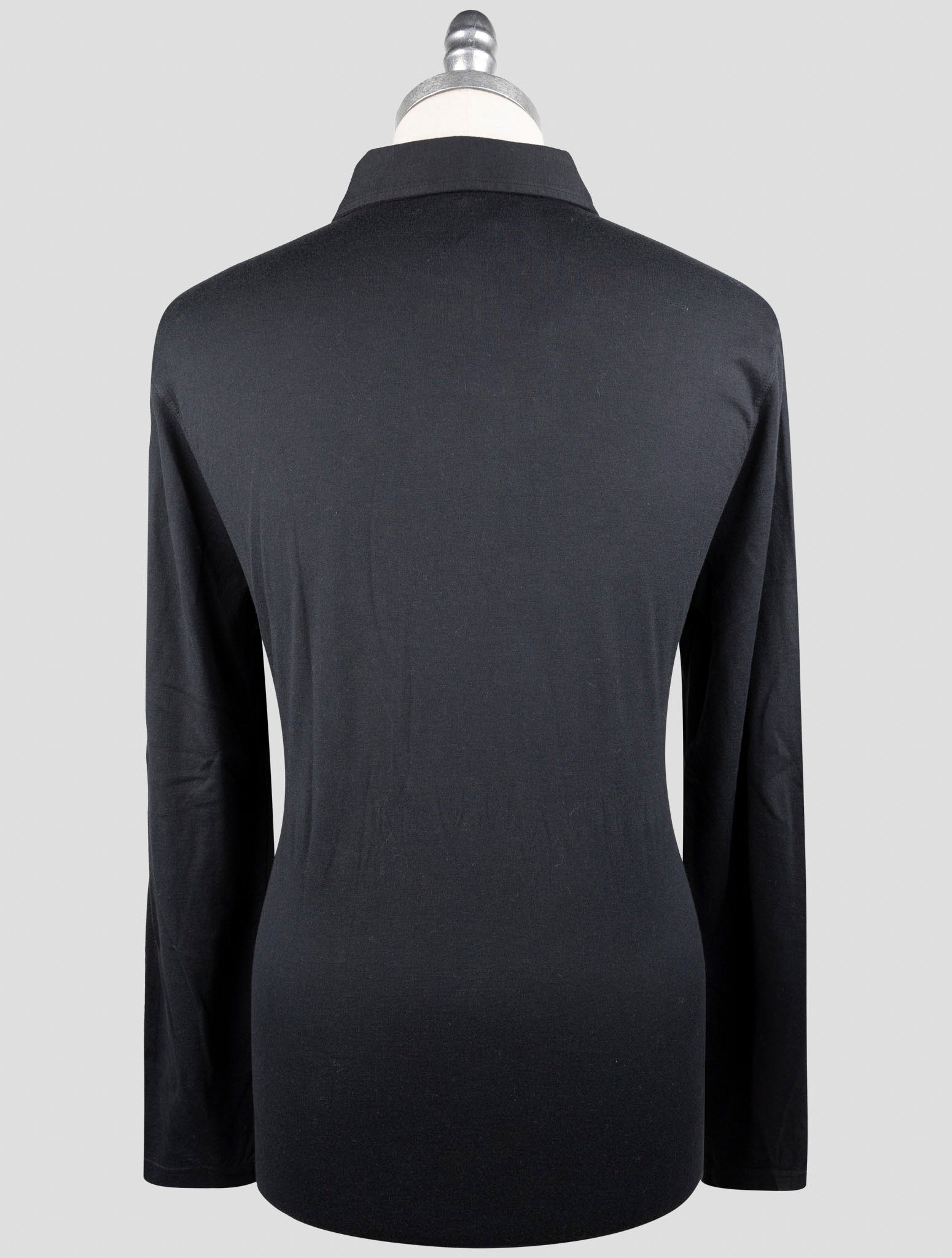 Kiton Black Cotton Cashmere Sweater Polo