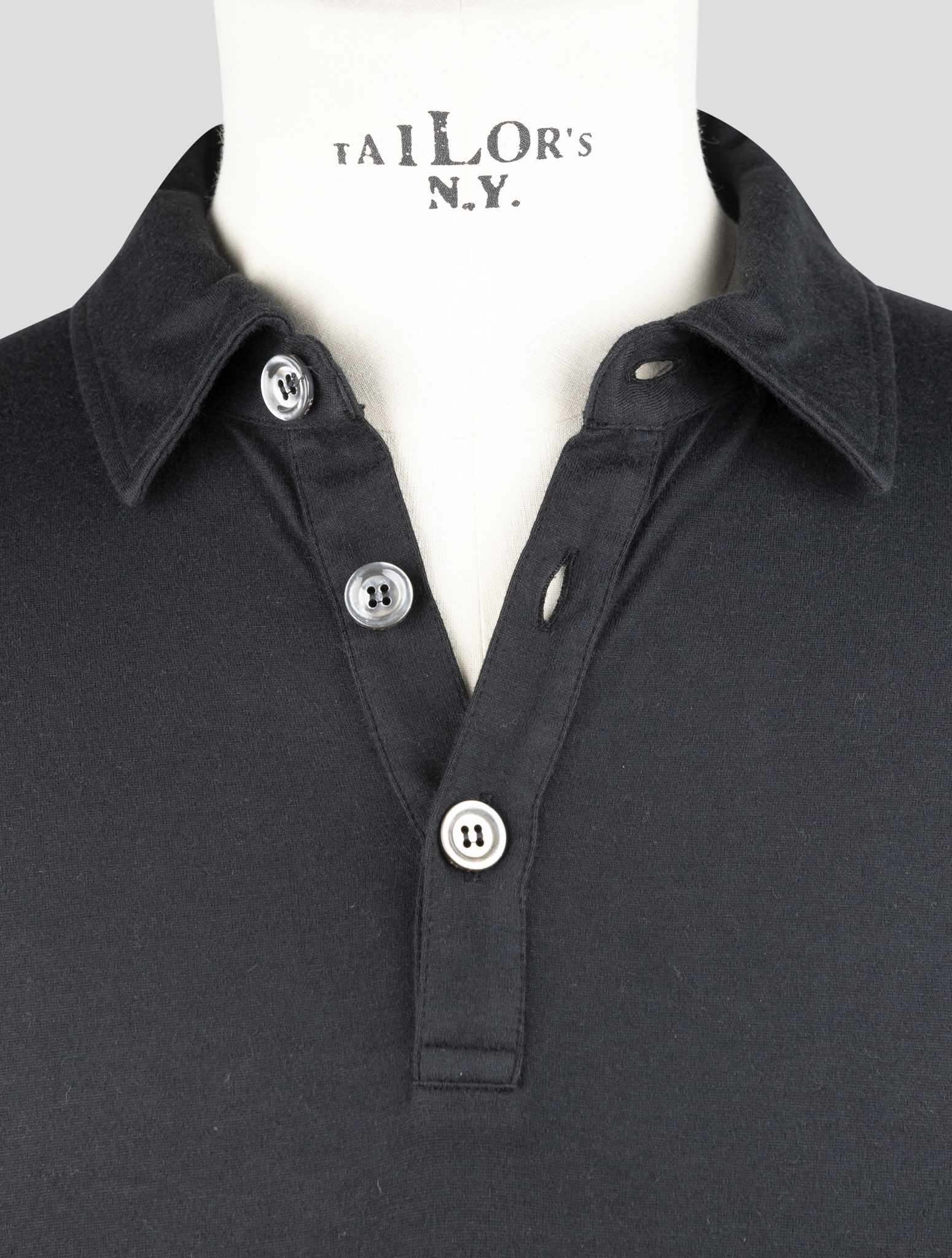 Kiton Black Cotton Cashmere Sweater Polo