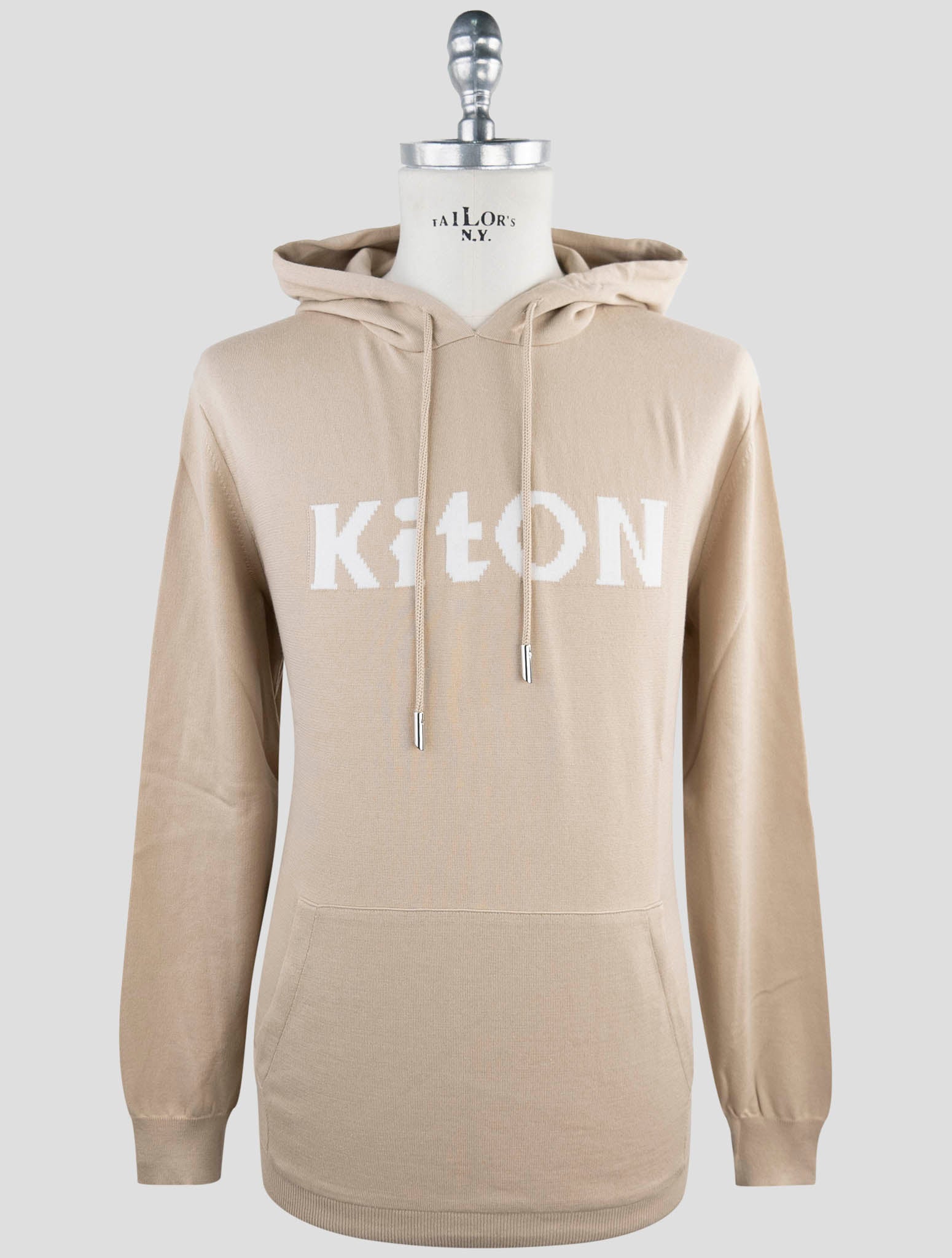 Kiton Beige Cotton Sweater Hoodie