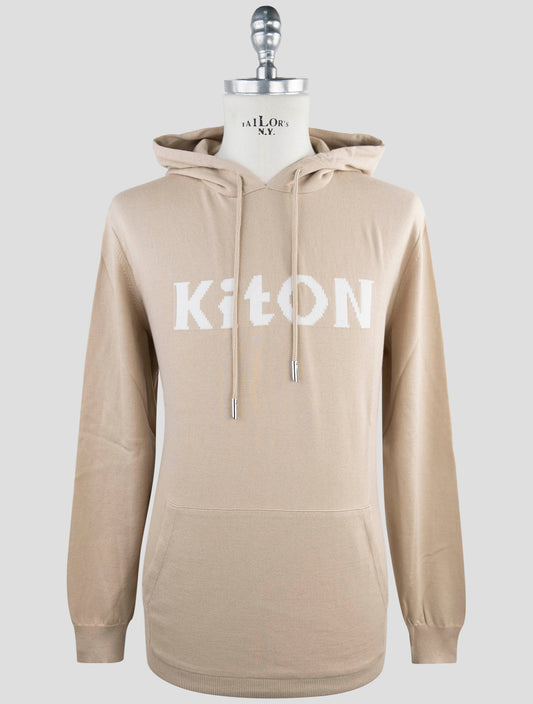 Kiton Beige Cotton Sweater Hoodie