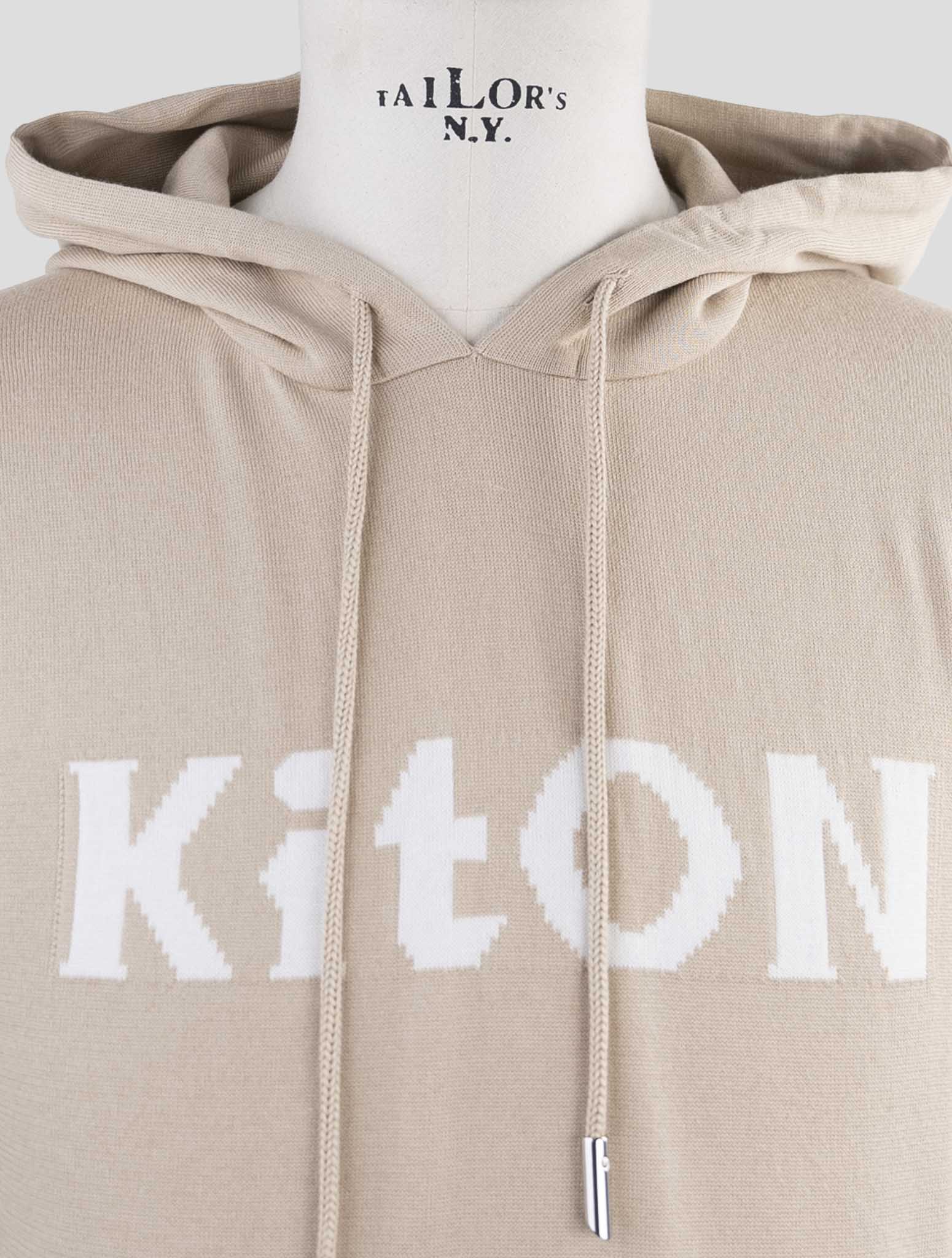 Kiton Beige Cotton Sweater Hoodie