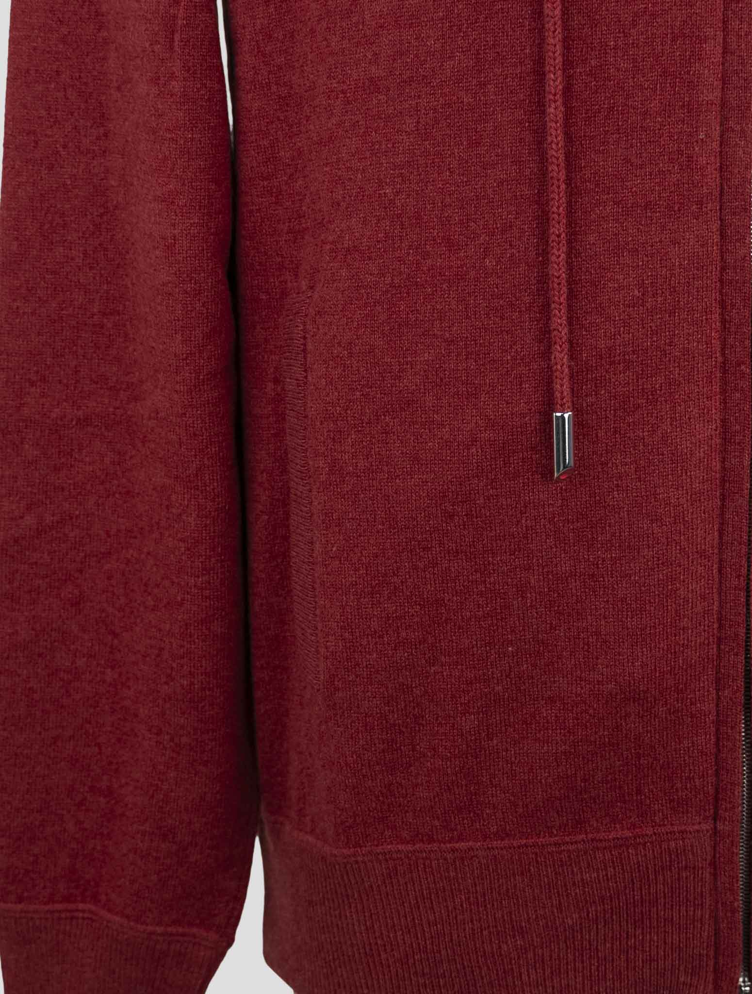 Kiton Red Cashmere Sweater Full Zip Hoodie