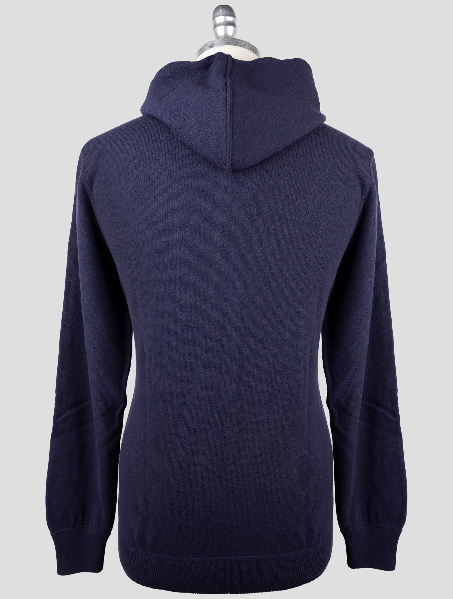 Kiton Blue Wool Sweater Full Zip Hoodie