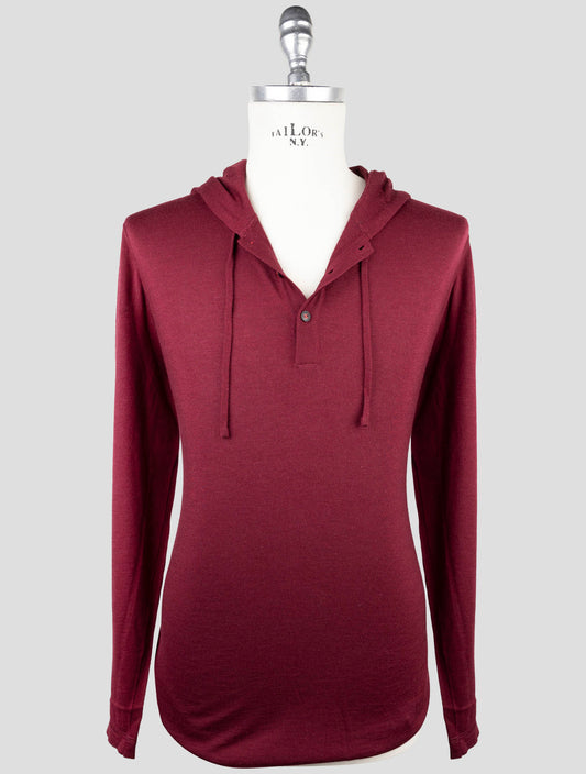 Kiton Burgundy Cashmere Silk Sweater Hoodie