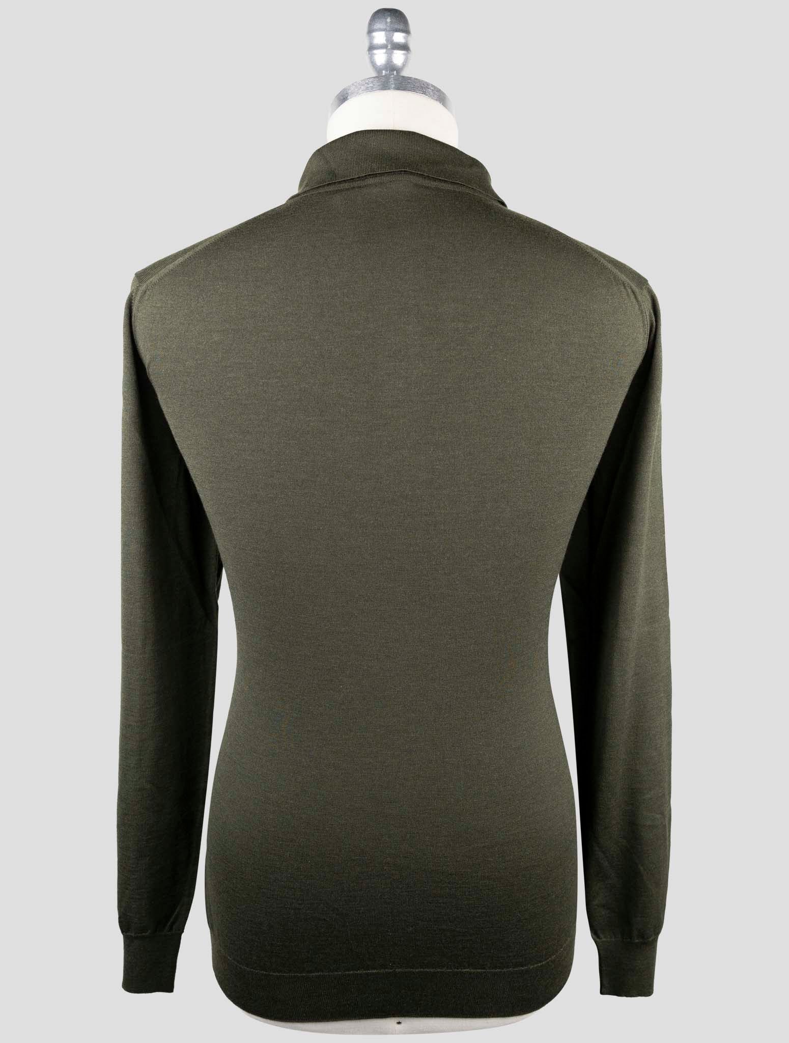 Kiton green cashmere silk sweater polo side view