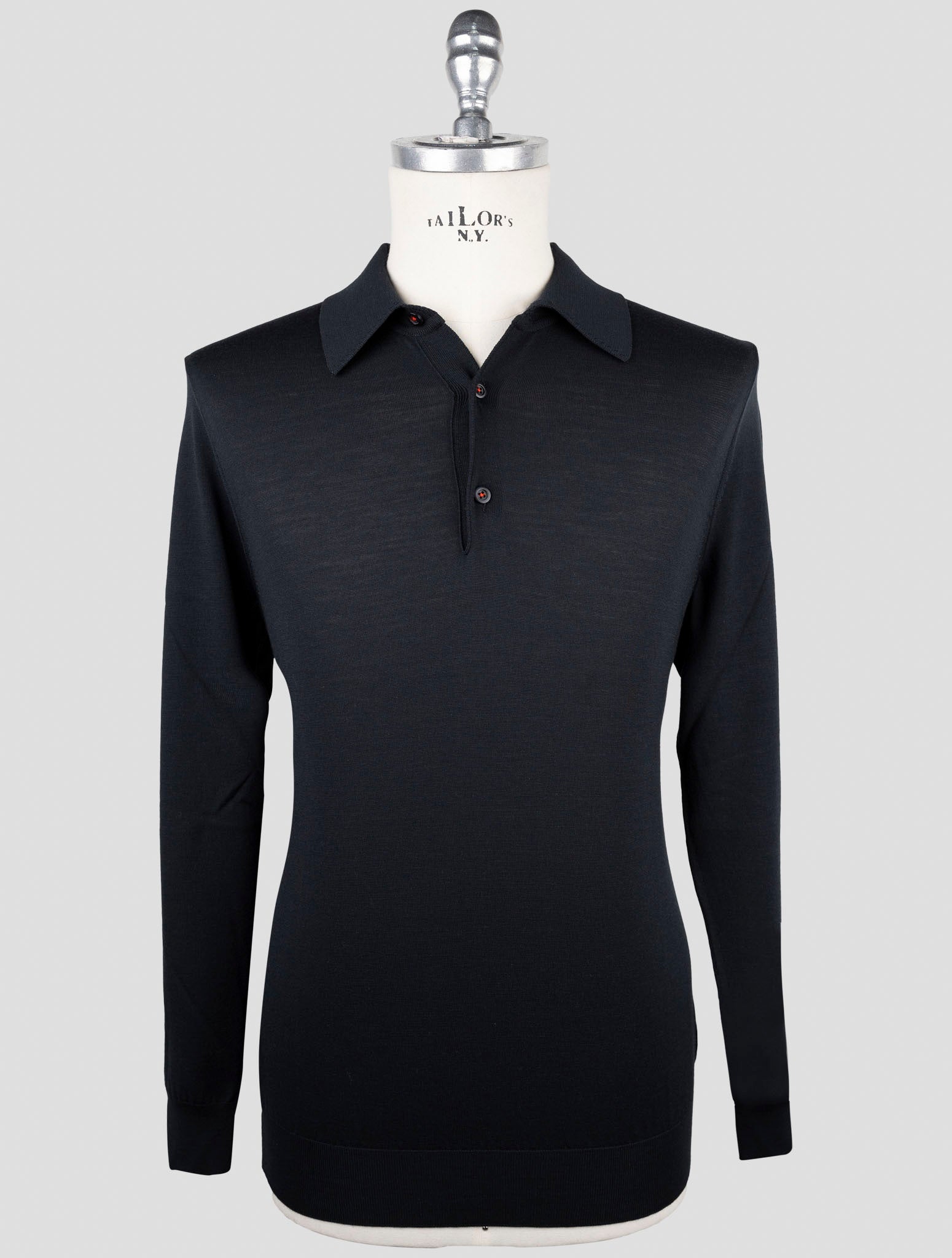 Kiton Black Wool Sweater Polo