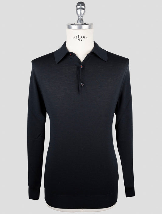 Kiton Black Wool Sweater Polo