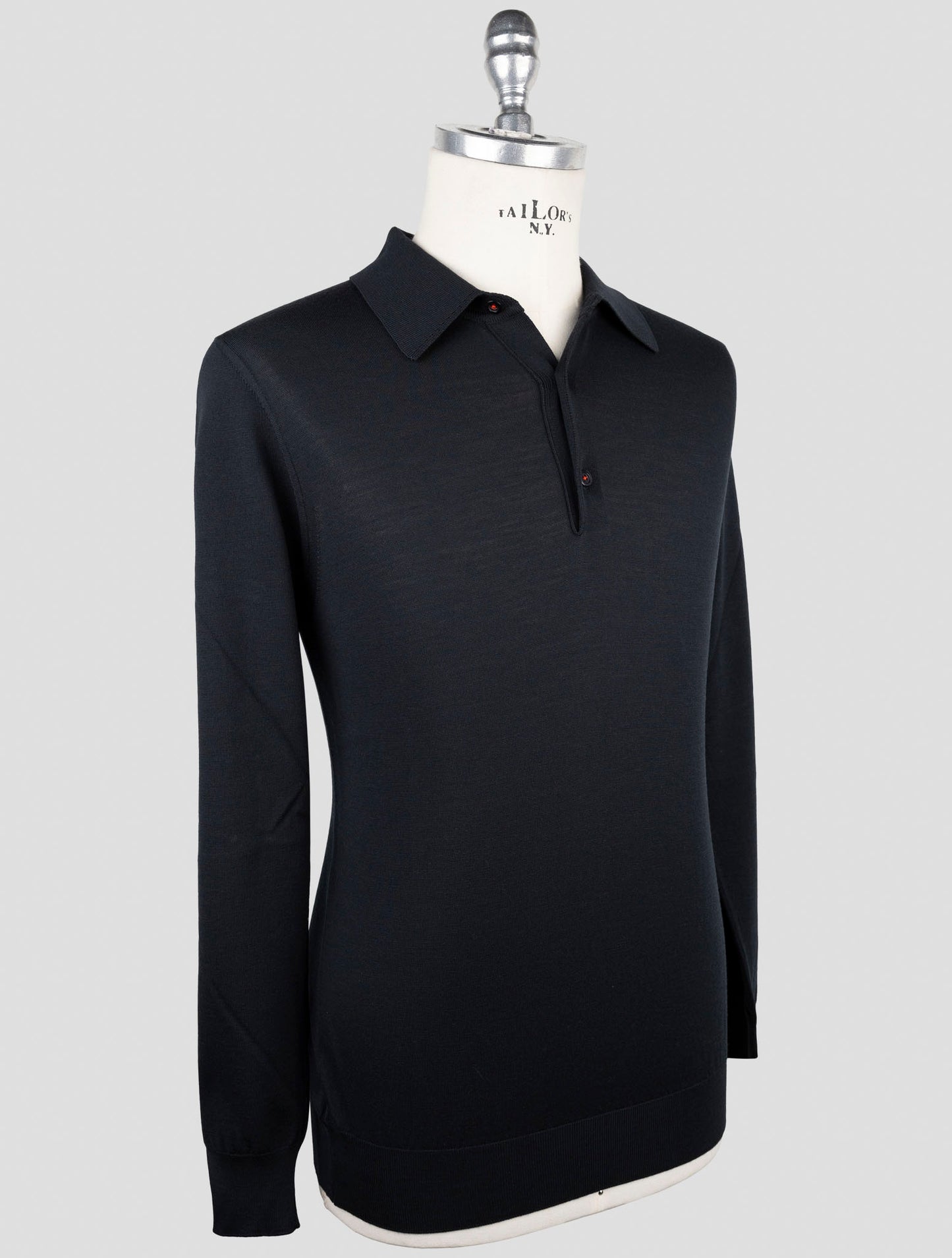 Kiton Black Wool Sweater Polo