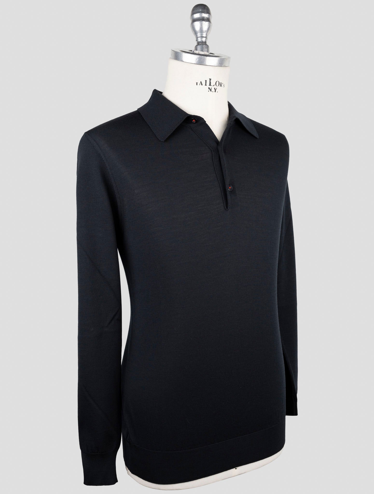 Kiton Black Wool Sweater Polo