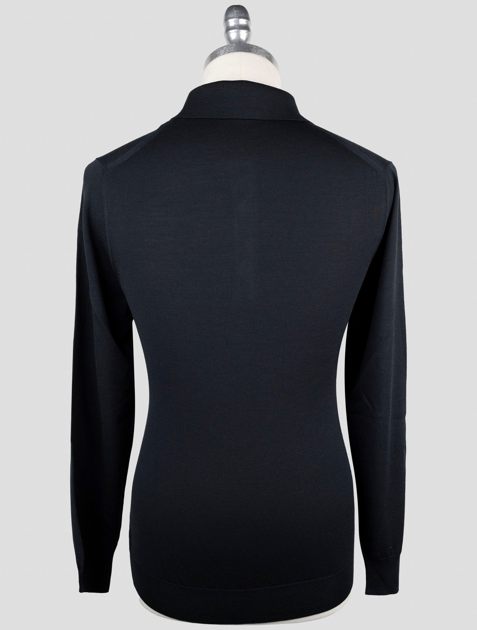 Kiton Black Wool Sweater Polo
