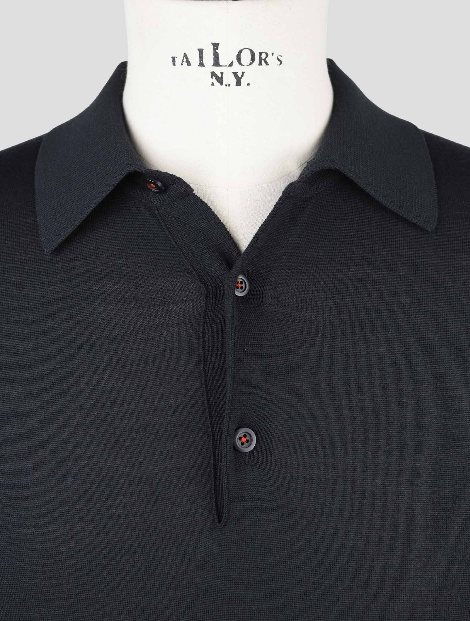Kiton Black Wool Sweater Polo