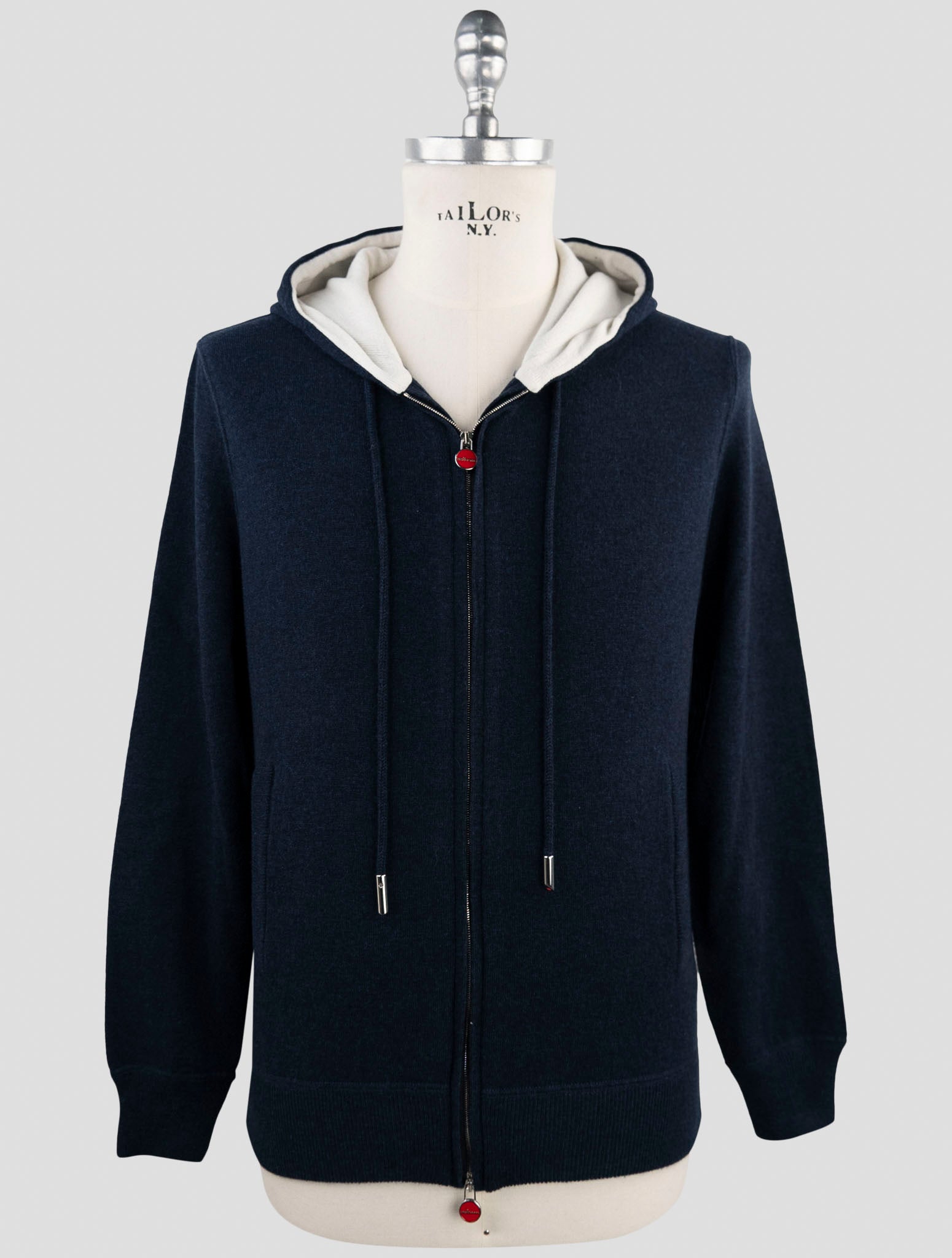 Kiton Blue Cashmere Sweater Hoodie