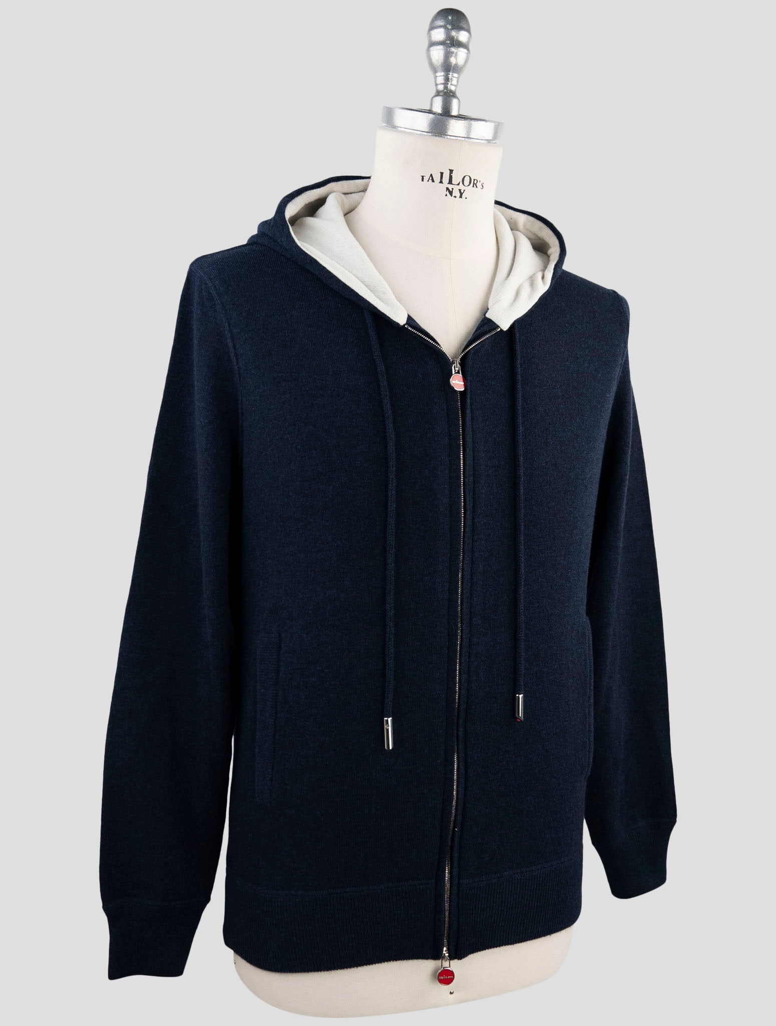 Kiton Blue Cashmere Sweater Hoodie