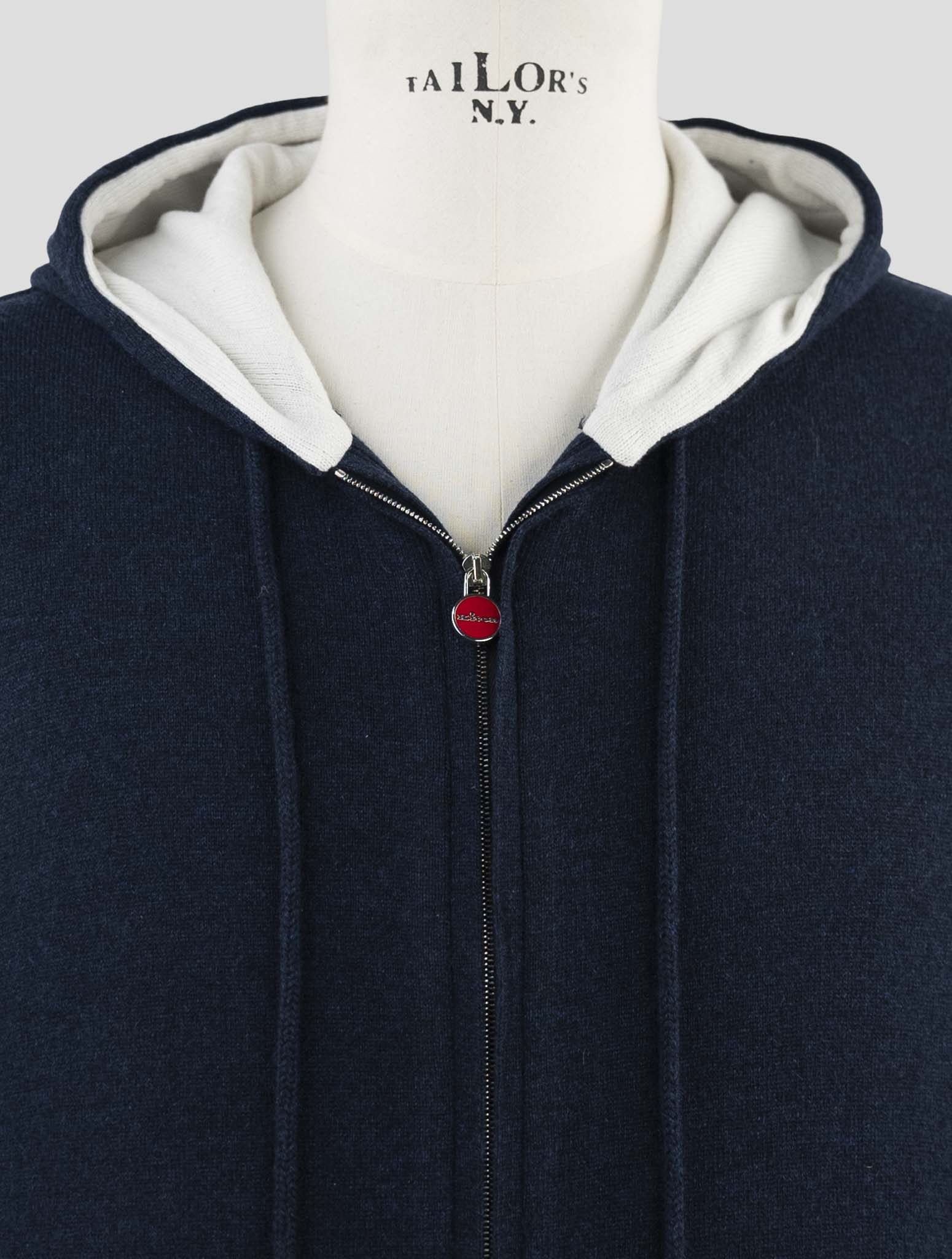 Kiton Blue Cashmere Sweater Hoodie