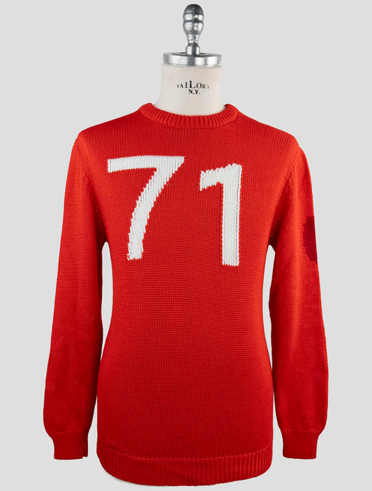 Kiton Red Cotton Sweater Crewneck