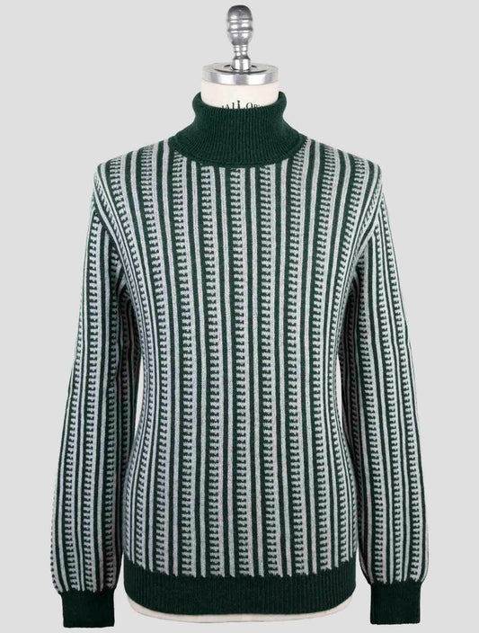 Kiton Green Gray Cashmere Sweater Turtleneck
