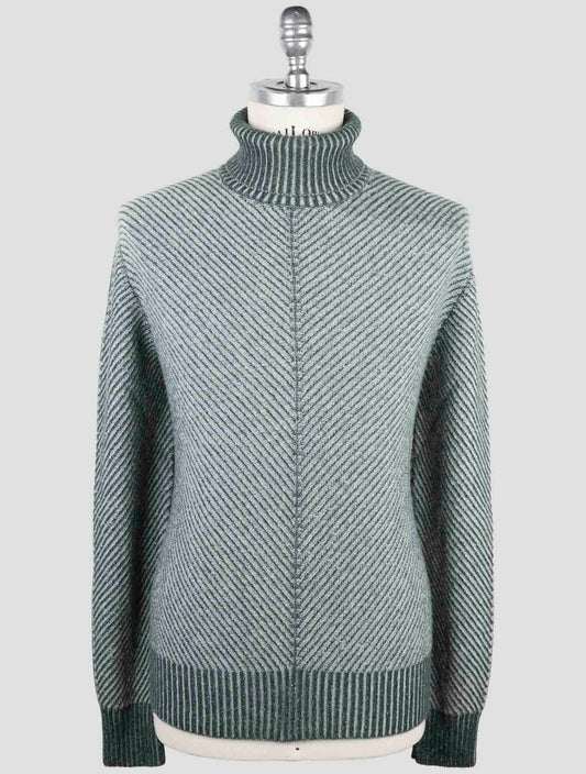 Kiton Green Gray Cashmere Sweater Turtleneck