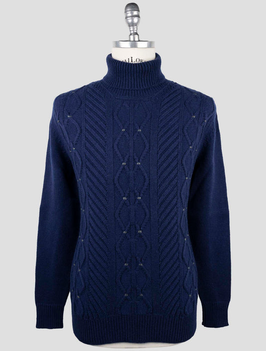 Kiton Blue Cashmere Sweater Turtleneck