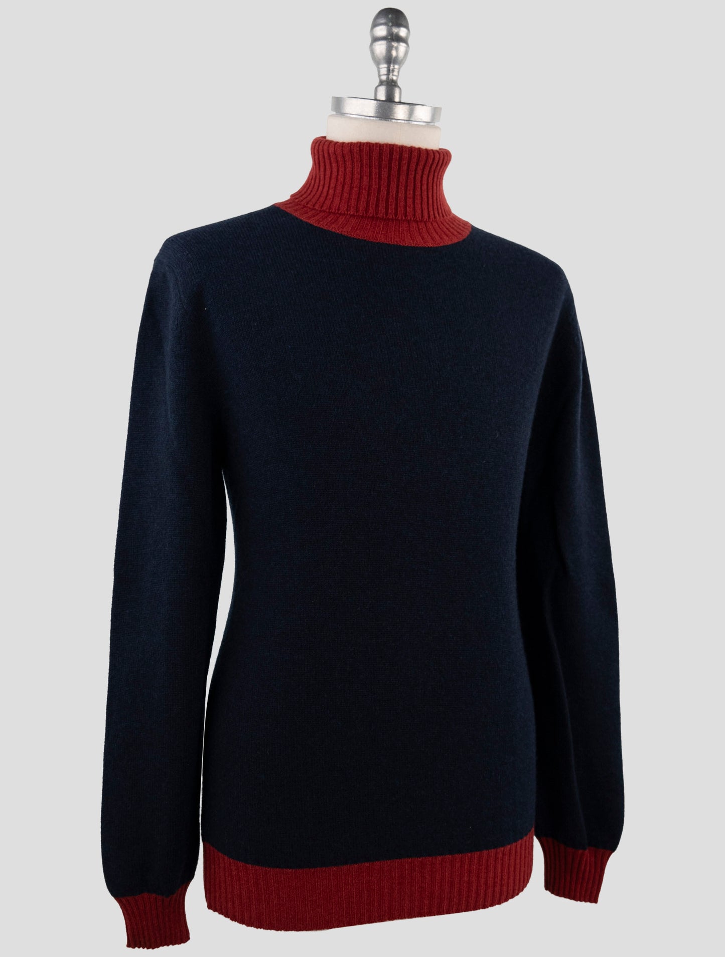 Kiton Blue Red Cashmere Sweater Turtleneck