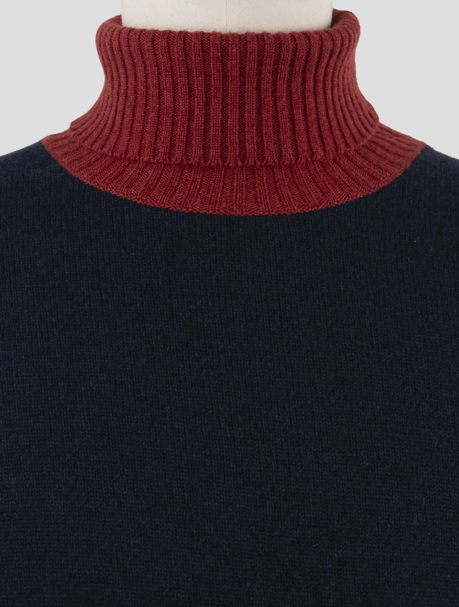 Kiton Blue Red Cashmere Sweater Turtleneck