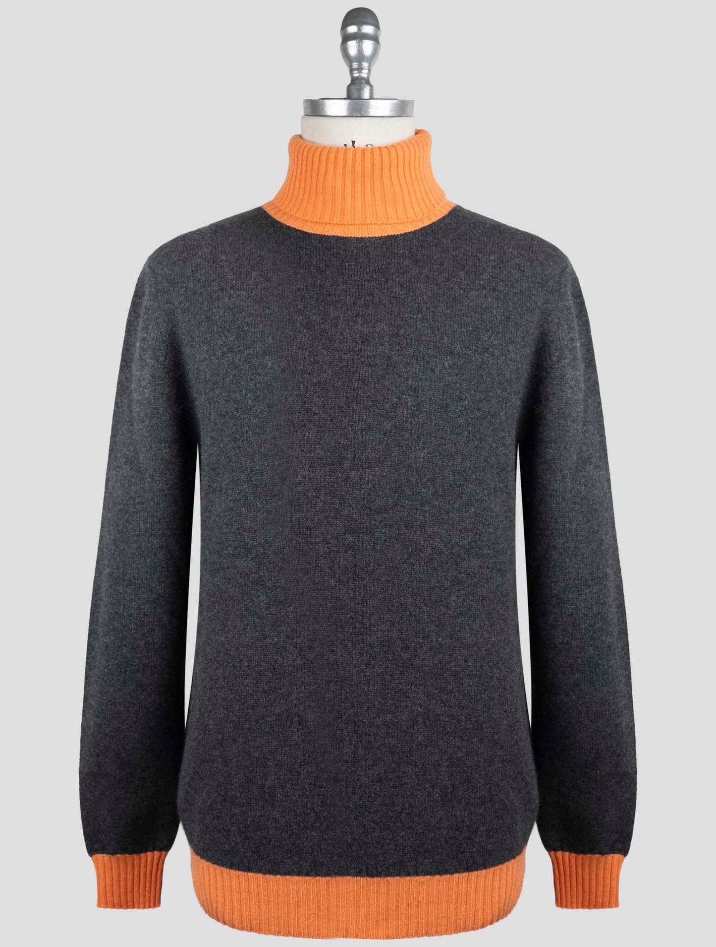 Kiton Gray Orange Cashmere Sweater Turtleneck