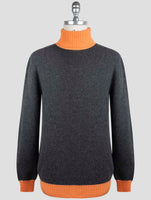 Kiton Gray Orange Cashmere Sweater Turtleneck