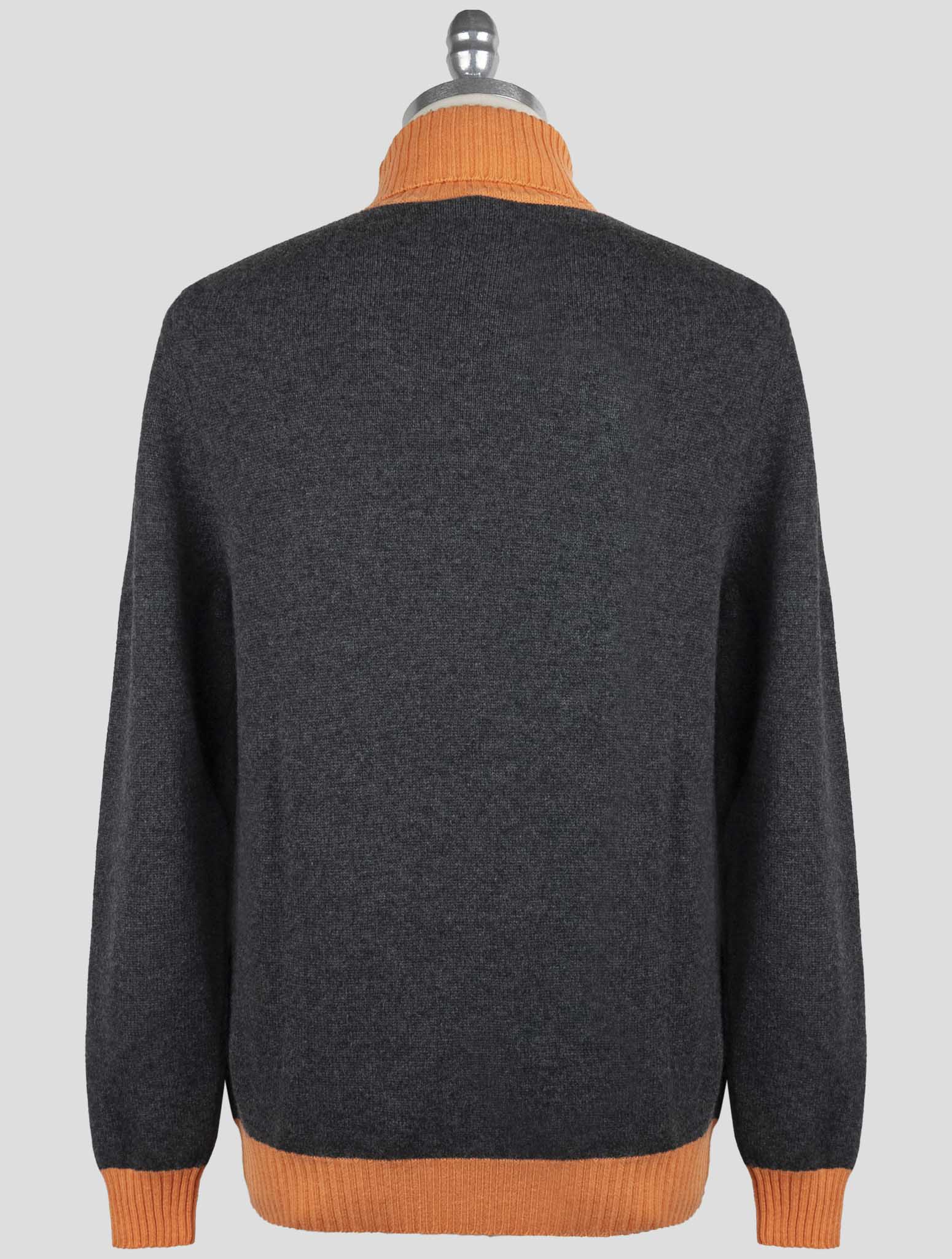 Kiton Gray Orange Cashmere Sweater Turtleneck