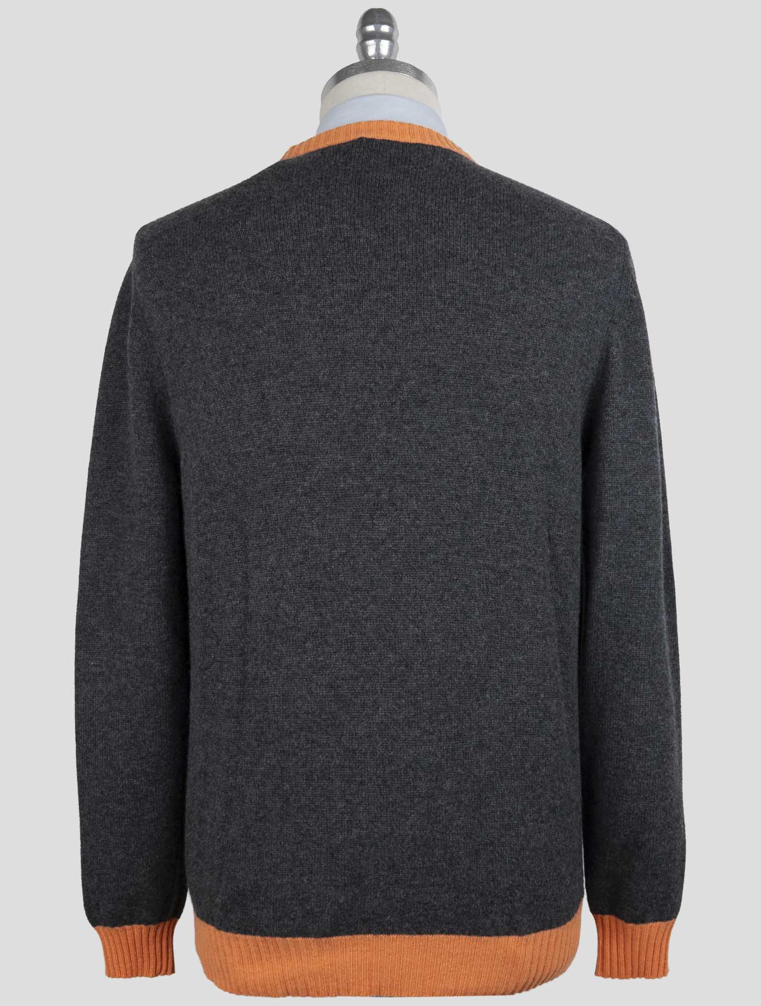 Kiton Gray Orange Cashmere Sweater Crewneck