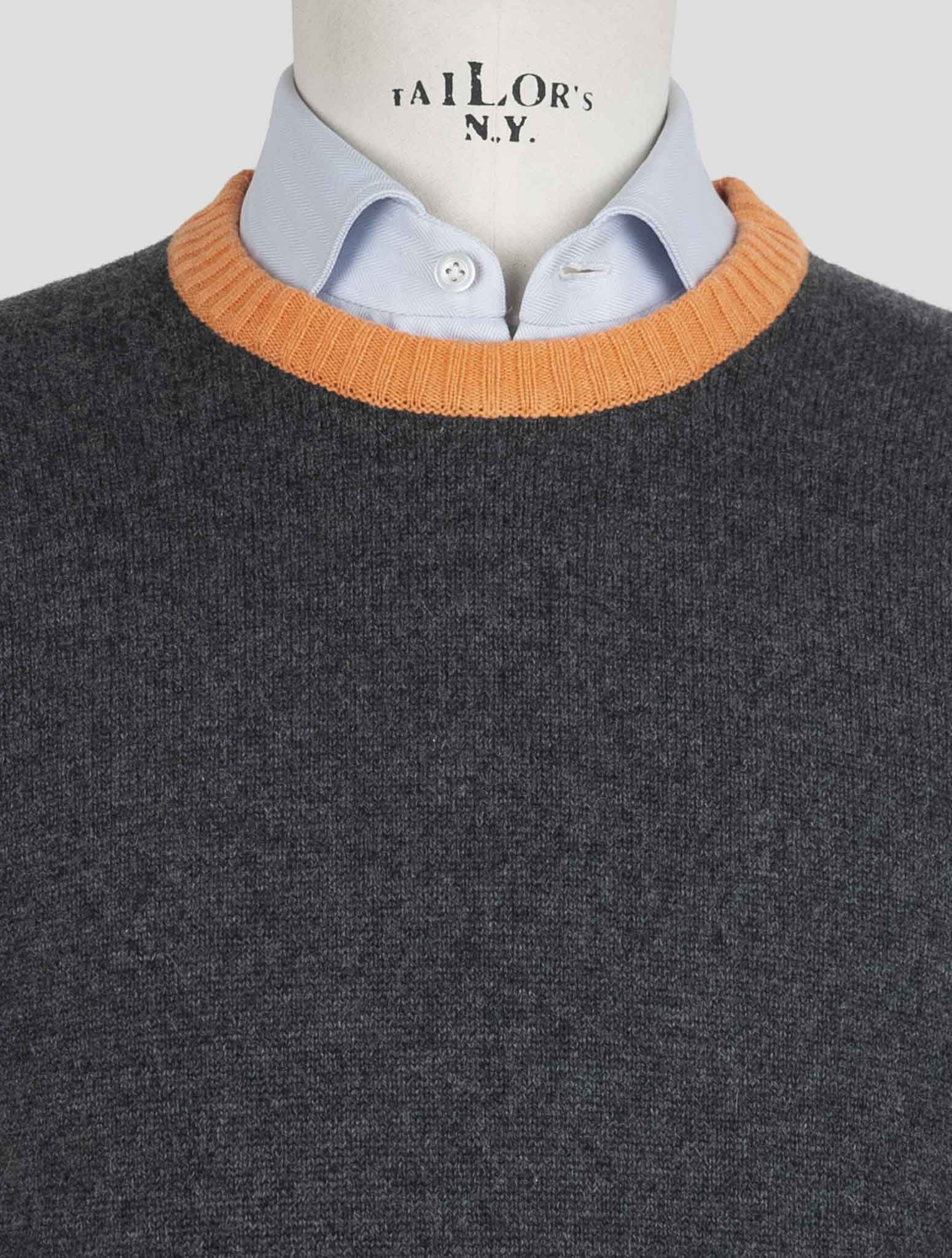 Kiton Gray Orange Cashmere Sweater Crewneck