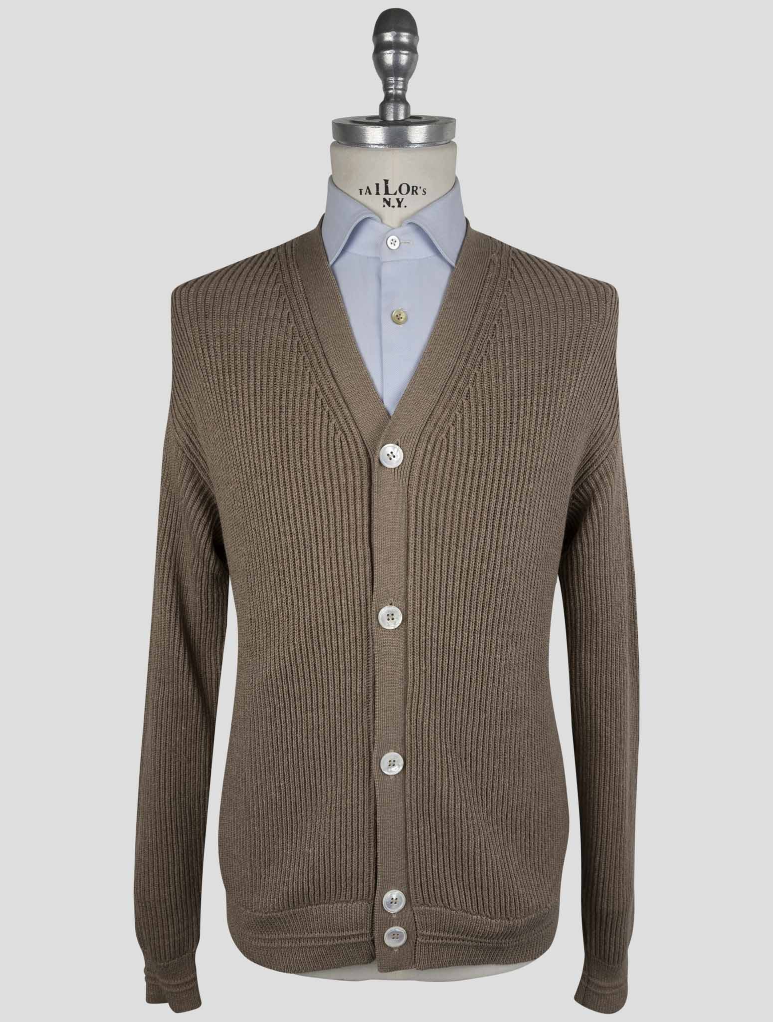 Kiton Brown Silk Cotton Sweater Cardigan