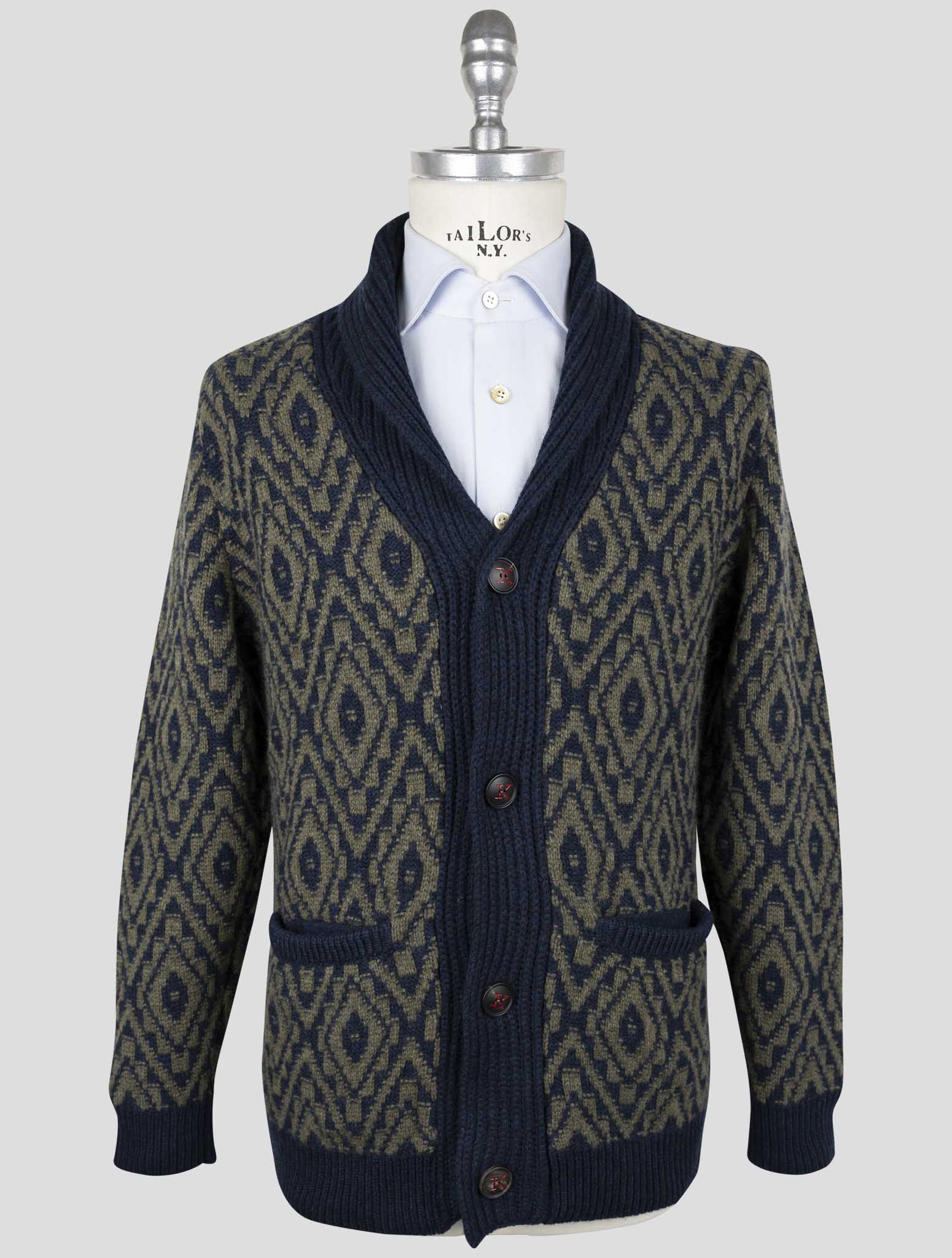 Kiton Blue Green Cashmere Sweater Crdigan