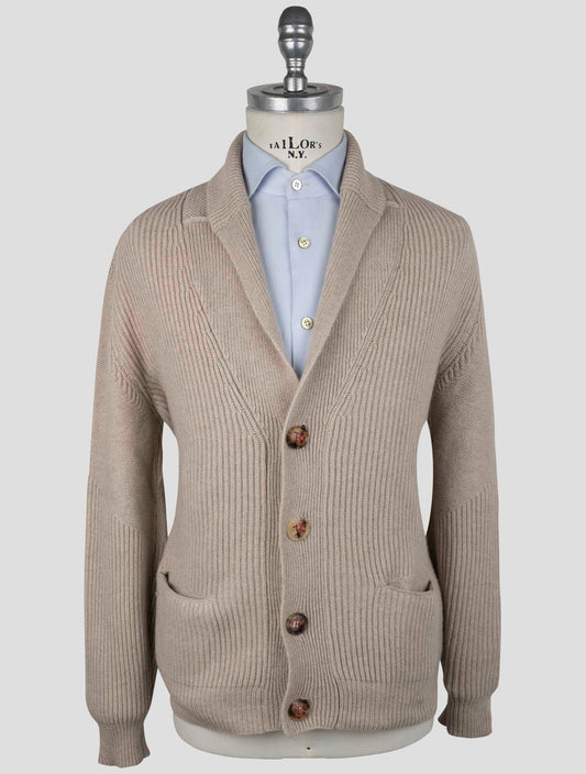 Kiton Beige Cashmere Sweater Cardigan