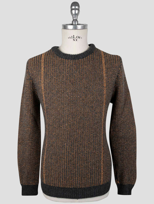 Kiton Gray Orange Cashmere Sweater Crewneck