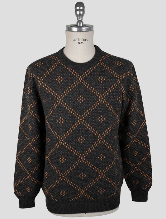 Kiton Gray Orange Cashmere Sweater Crewneck