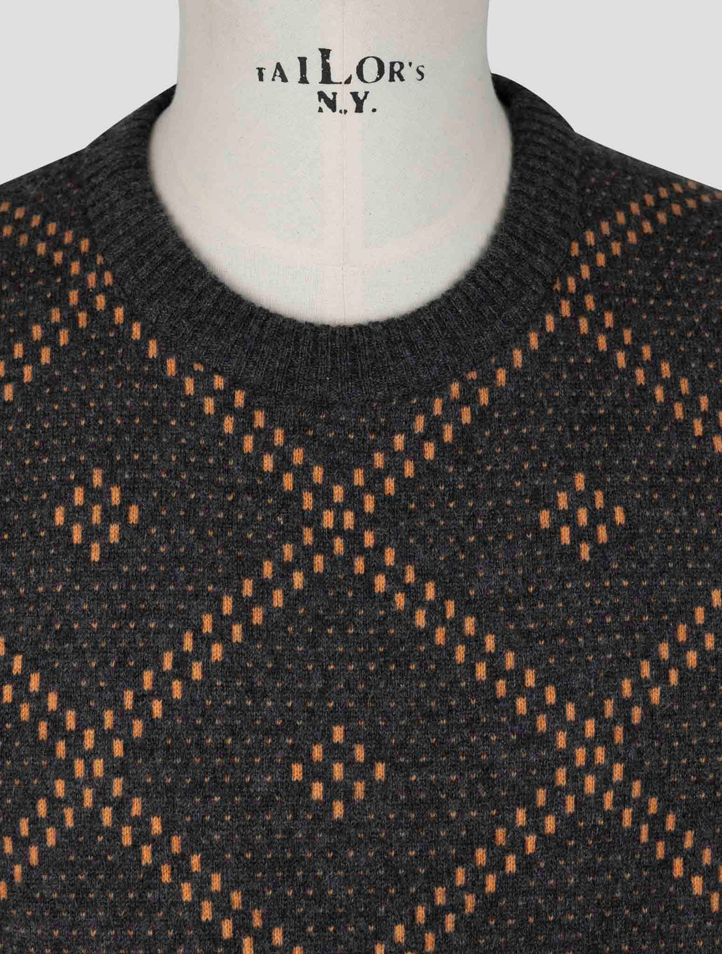 Kiton Gray Orange Cashmere Sweater Crewneck
