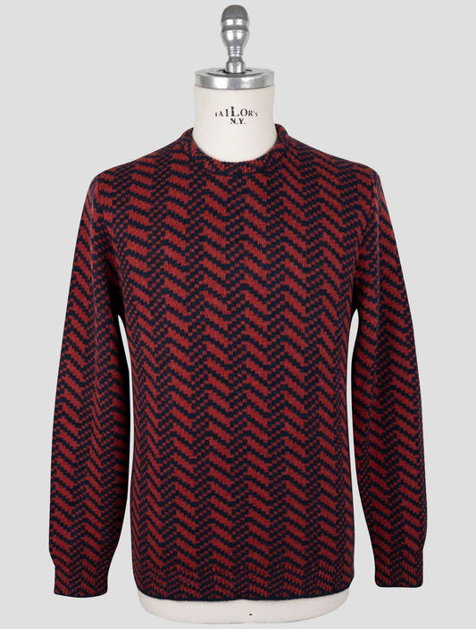 Kiton Red Blue Cashmere Sweater Crewneck