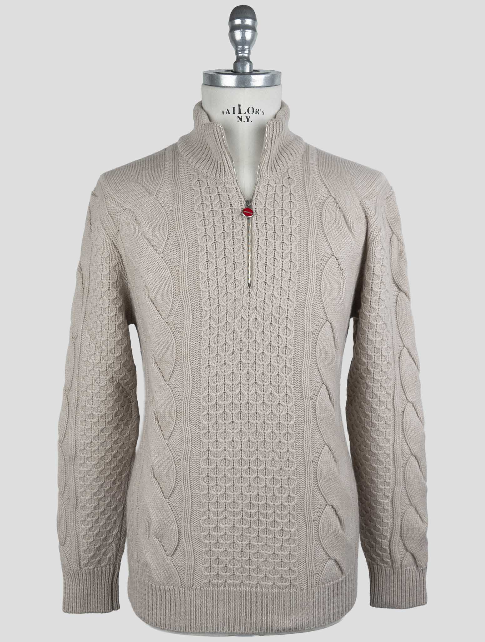 Kiton Beige Cashmere Sweater Half Zip