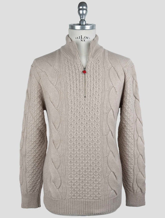 Kiton Beige Cashmere Sweater Half Zip