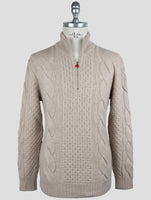 Kiton Beige Cashmere Sweater Half Zip