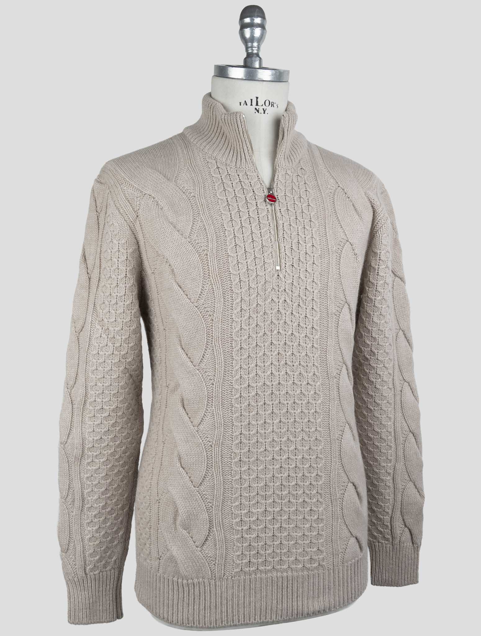 Kiton Beige Cashmere Sweater Half Zip