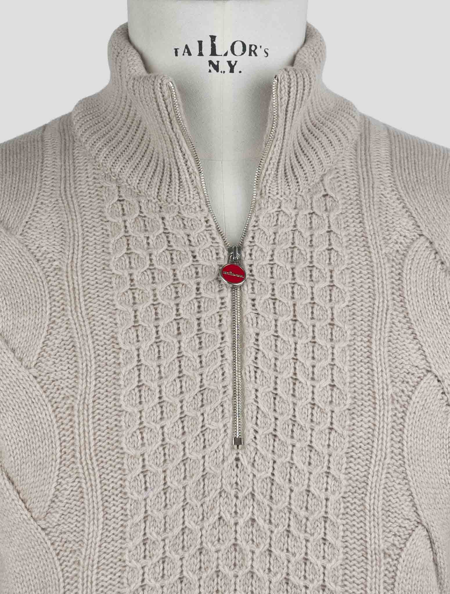 Kiton Beige Cashmere Sweater Half Zip
