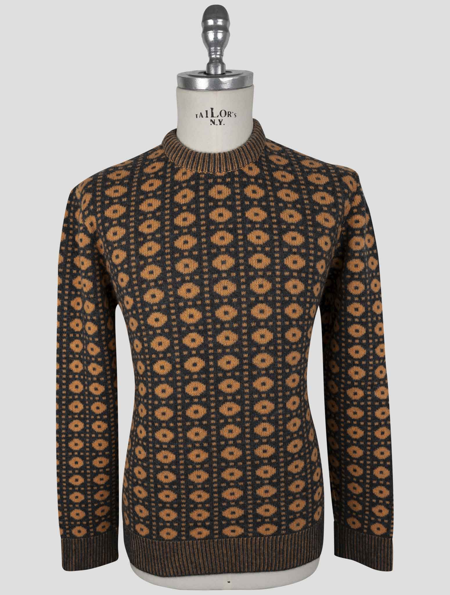 Kiton Gray Orange Cashmere Sweater Crewneck