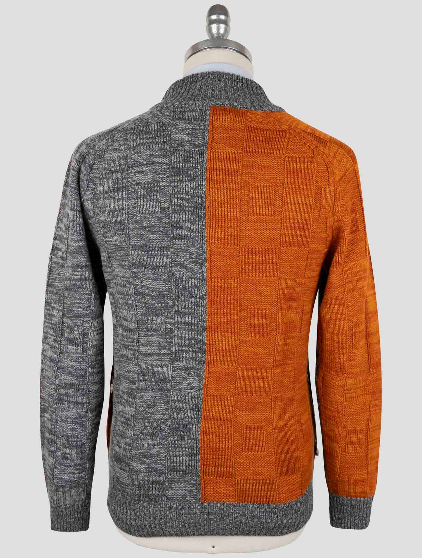 Kiton Gray Orange Cashmere Sweater Full Zip