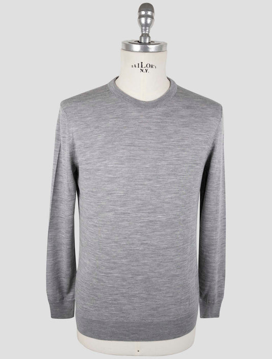 Kiton Gray Wool Sweater Crewneck