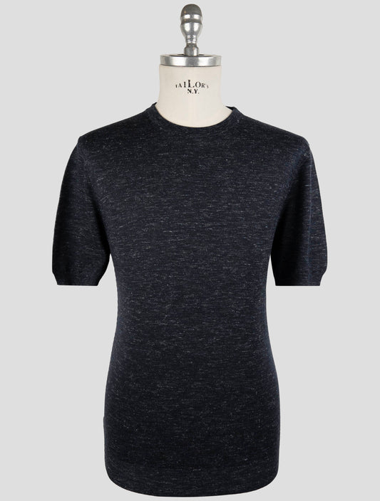 Kiton Blue Silk Cashmere Linen T-Shirt