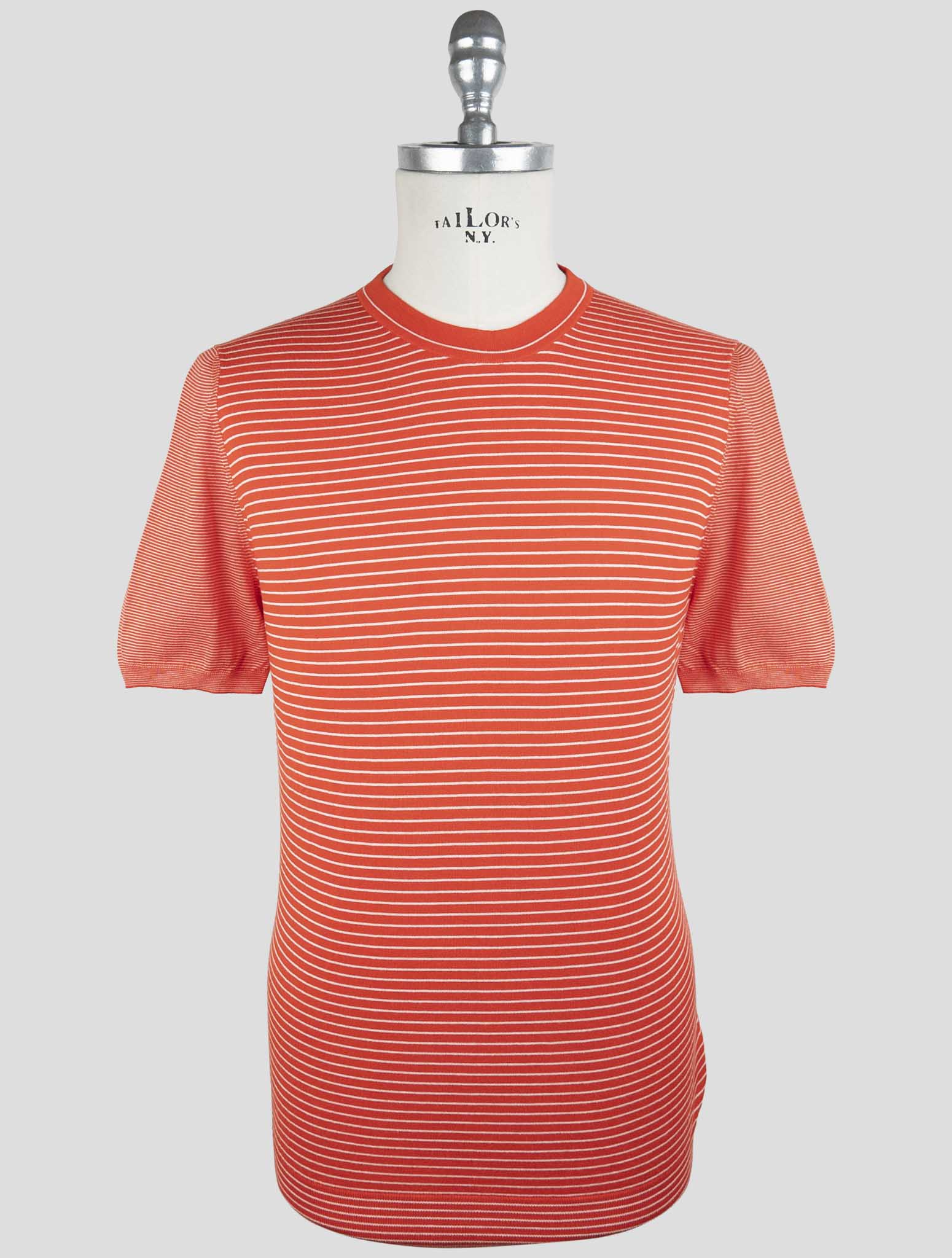 Kiton Red White Cotton T-Shirt